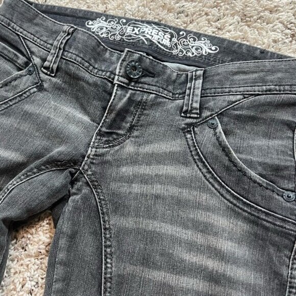 Express Zelda Jean Legging Slim Fit Ultra Low Rise Solid Gray Sz 2 Stretchy - Picture 5 of 9